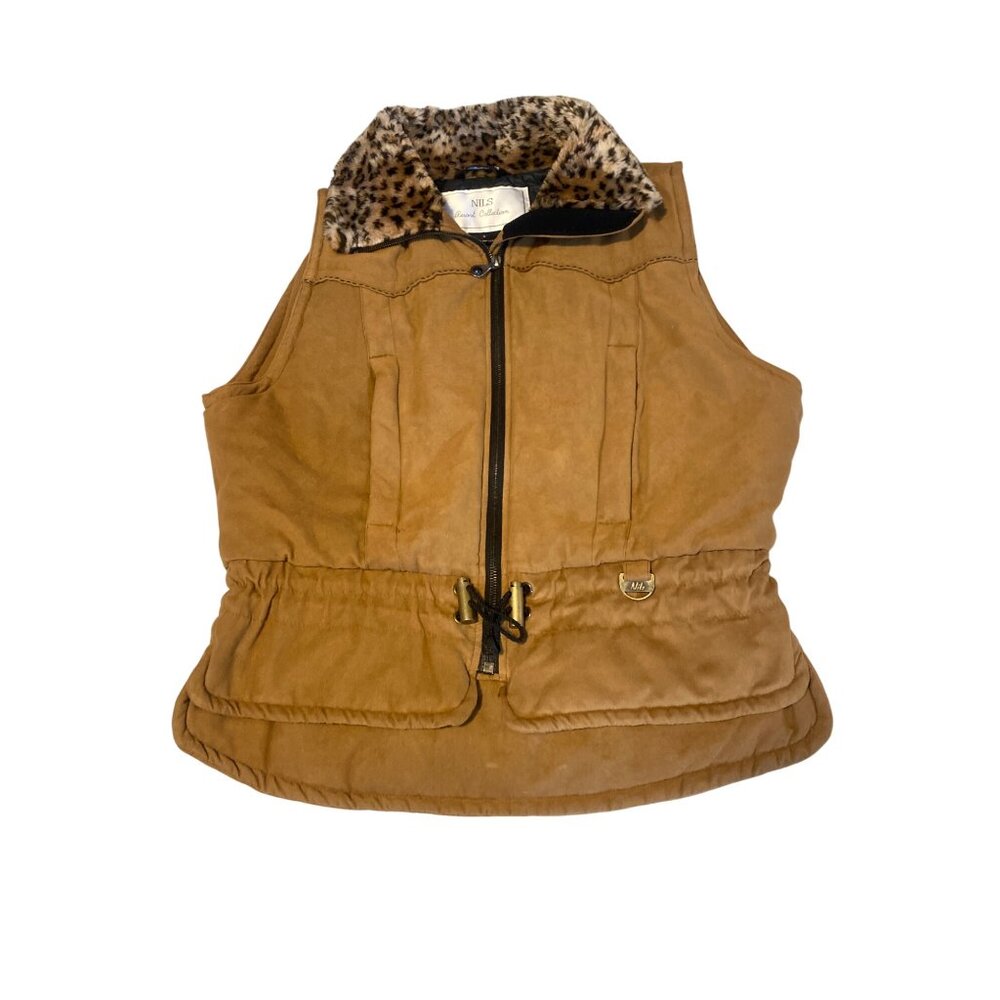 Vintage Nils Resort Collection Zip Vest Leopard Collar Full Zip S/M - Picture 3 of 17
